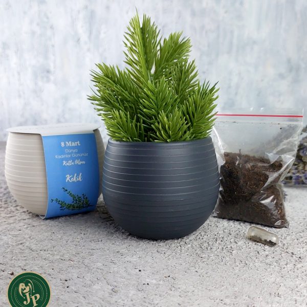 Bitki Yetiştirme Seti Yuvarlak Antrasit